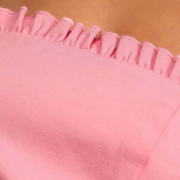 NWT LULUS Y2K‎ Strapless Balletcore Ruffle Trim Soft Girl Coquette Mini Dress S - Picture 6 of 7